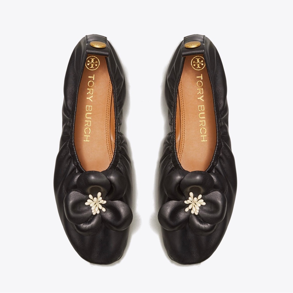 Tory Burch Flower Ballet Flats Black